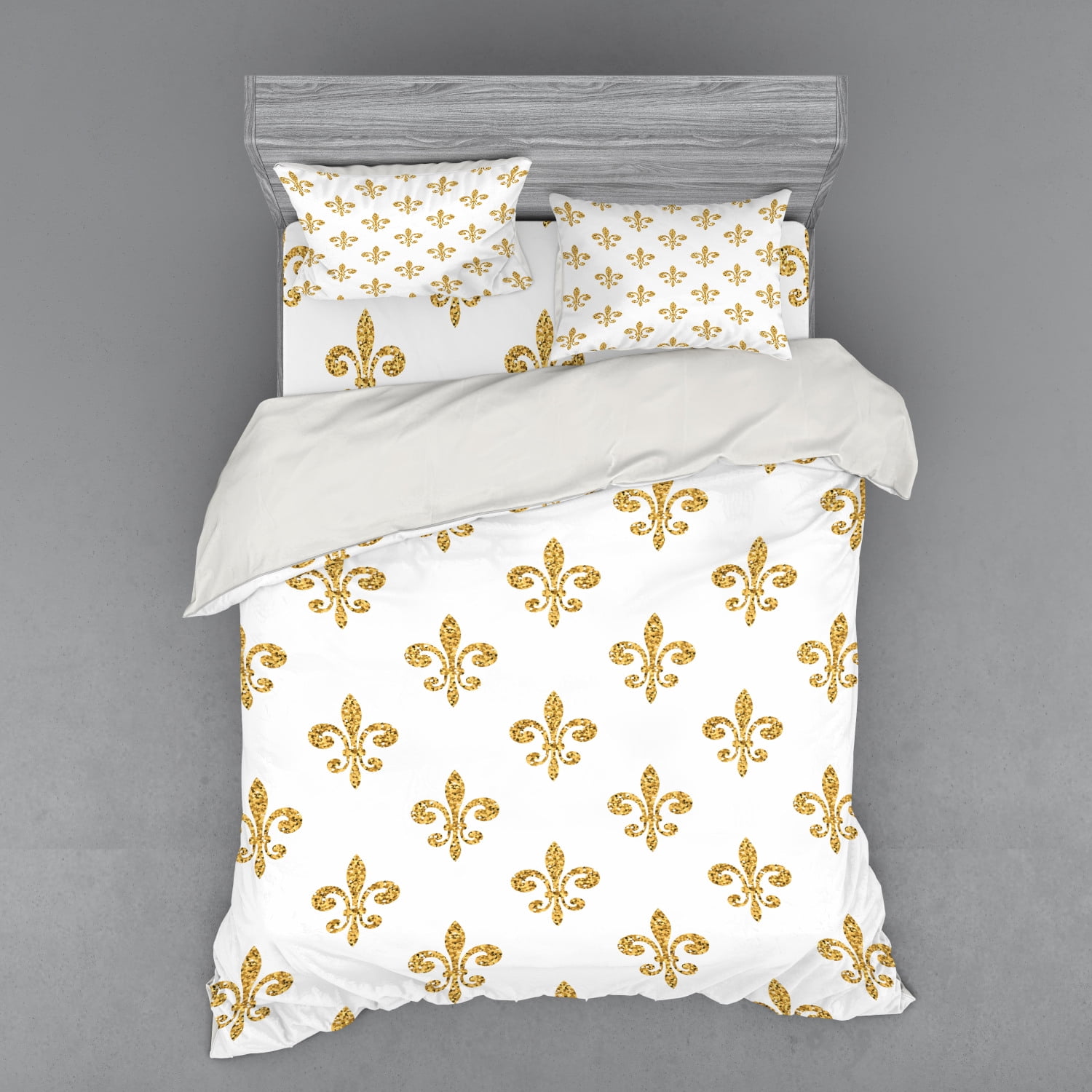 Fleur De Lis Duvet Cover Set, Vintage European Lily Aristocratic