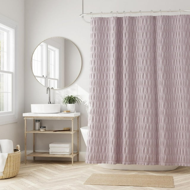 Watercolor Botanical Woven Textured Fabric Shower Curtain, 70" x 72"