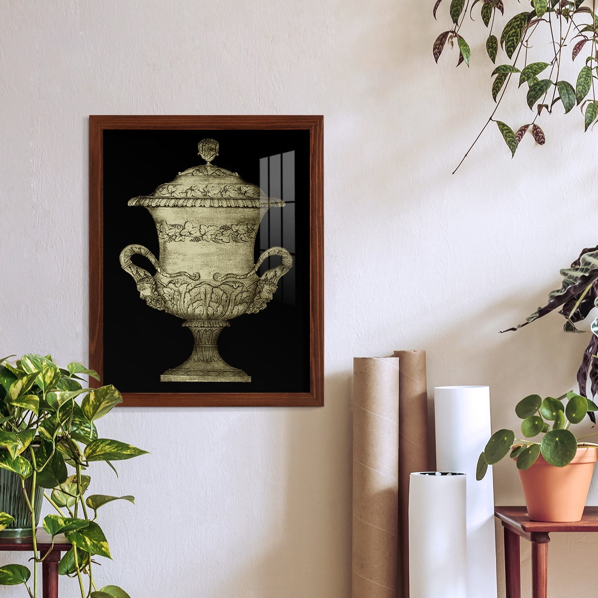 Garden Antiquities IV -Framed Print w/glass-Chestnut