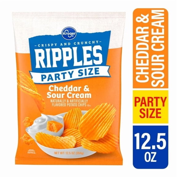 Kr Cheddar & Sour Cream Ripples Potato Chips Party Size
