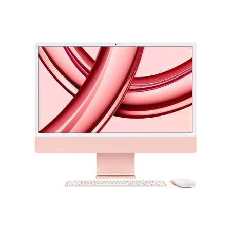 Apple iMac with 4.5K Retina display - All-in-one M3 up to - RAM 8 GB - SSD 512 GB - M3 10-core GPU - Gigabit Ethernet, IEEE 802.11ax (Wi-Fi 6E), Bluetooth 5.3 - Apple macOS Sonoma 14.0 - monitor: LED 24" 4480 x 2520 (4.5K) - keyboard: US - pink