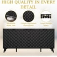 thumbnail image 6 of 63" Fluted Sideboard Buffet Cabinet with Storage, Diamond Shaped Relief Storage Cabinet with 4 Doors and Adjustable Shelves for Living Room, Entryway, Hallway (Black), 6 of 8