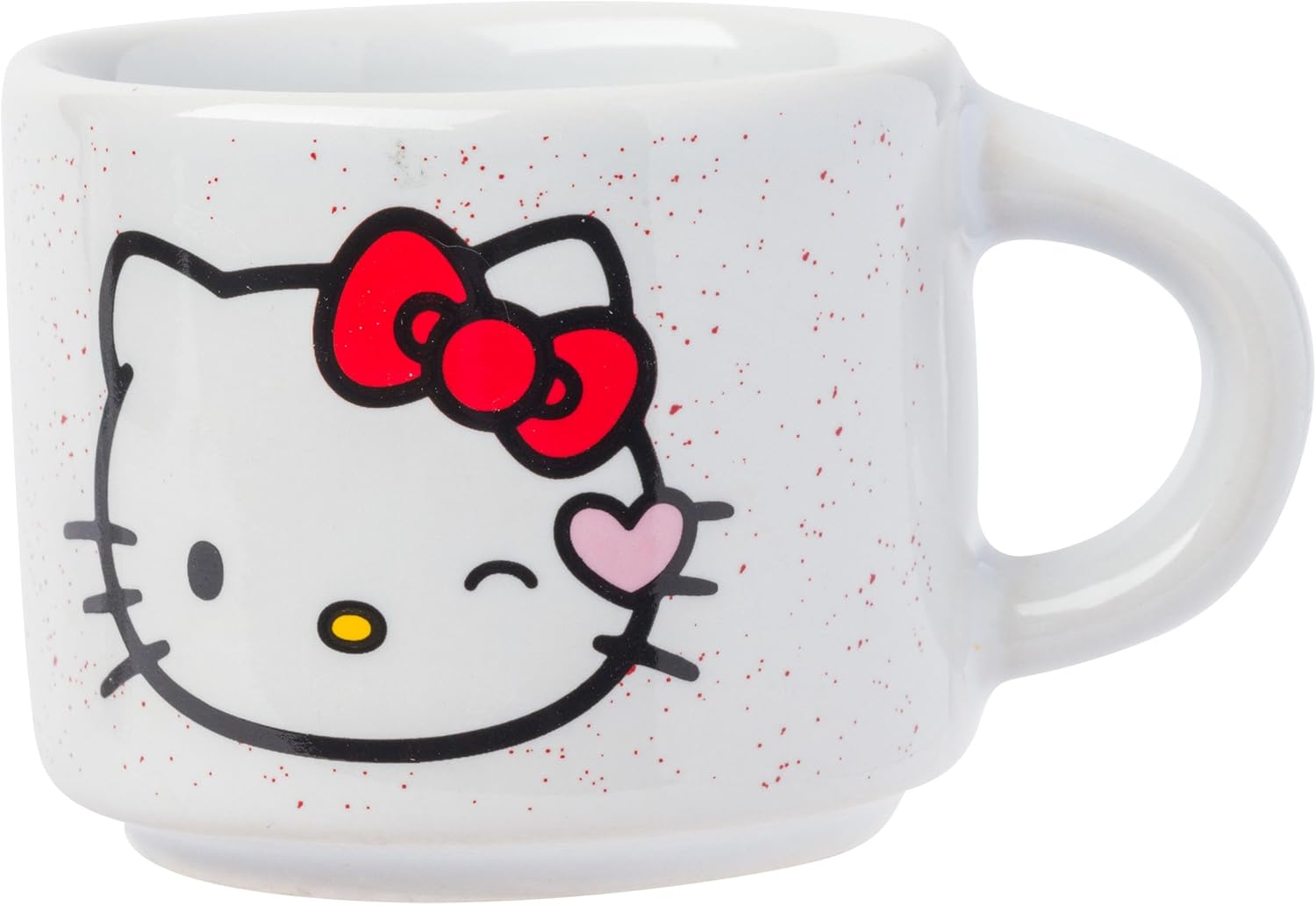 Silver Buffalo Sanrio Hello Kitty Different Colored Bows 4pc Stackable Ceramic Espresso Mug Set with Storage Rack, 3 Ounces