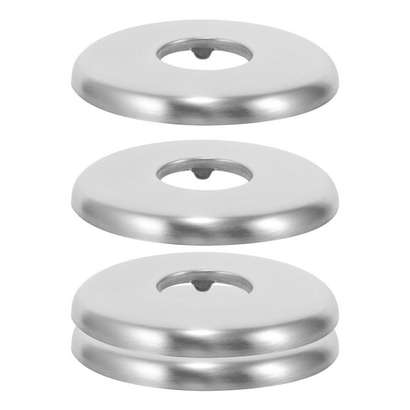 NUOLUX 4Pcs Under Sink Pipe Cover Silver Round Anti-Rust for Bathroom Use 2.36X2.36X0.04in
