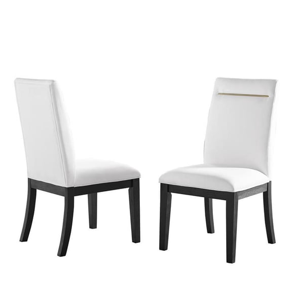 Bowery Hill White Fabric and Rubbed Charcoal Dining Side Chair
