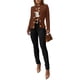 thumbnail image 2 of Cárdigan de Punto con Estampado de Rombos para Mujer, Abrigo Corto Ligero, Cuello Alto, Larga, Botones Metálicos, Chaqueta de Otoño Caqui XXL, 2 of 7