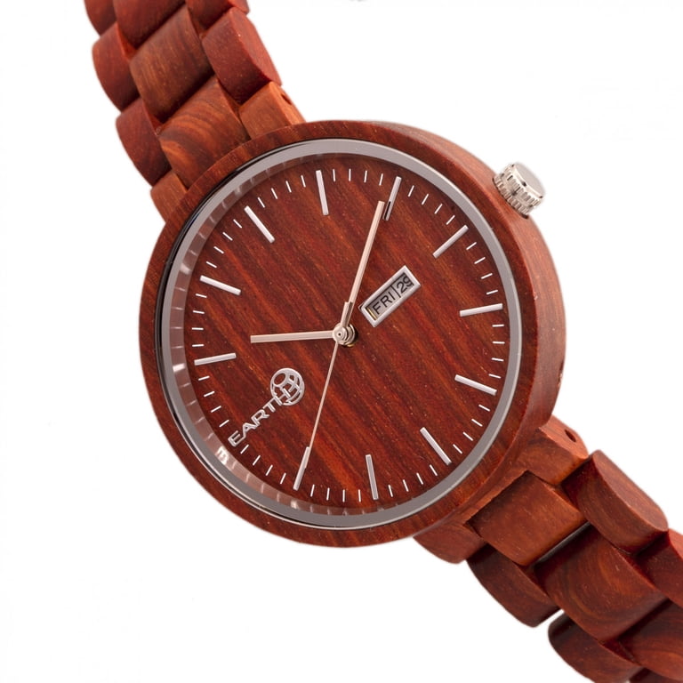Earth Wood Mimosa Bracelet Watch W/Day/Date - Red - Walmart.com display picture 3