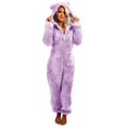 thumbnail image 2 of Bpxiofoy Nightgowns for Women Womens Pajama Sets Artificial Wool Long Sleeve Pajamas Zipper Hooded Pajamas Warm Rompe Cute Ears Sleepwear Womens Loungewear Set Rompers for Women Purple 4Xl, 2 of 6