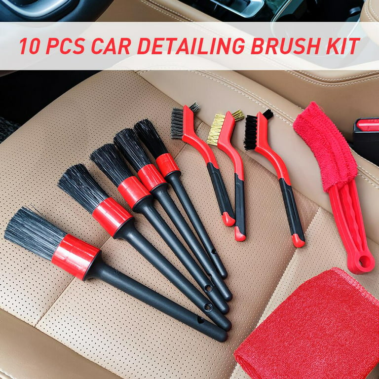 Nurkul 11 Pieces Auto Detailing Brush Set for Cleaning Interior, Exterior,  Leather, Including 6 pcs Car Detailing Brushes, 3 pcs