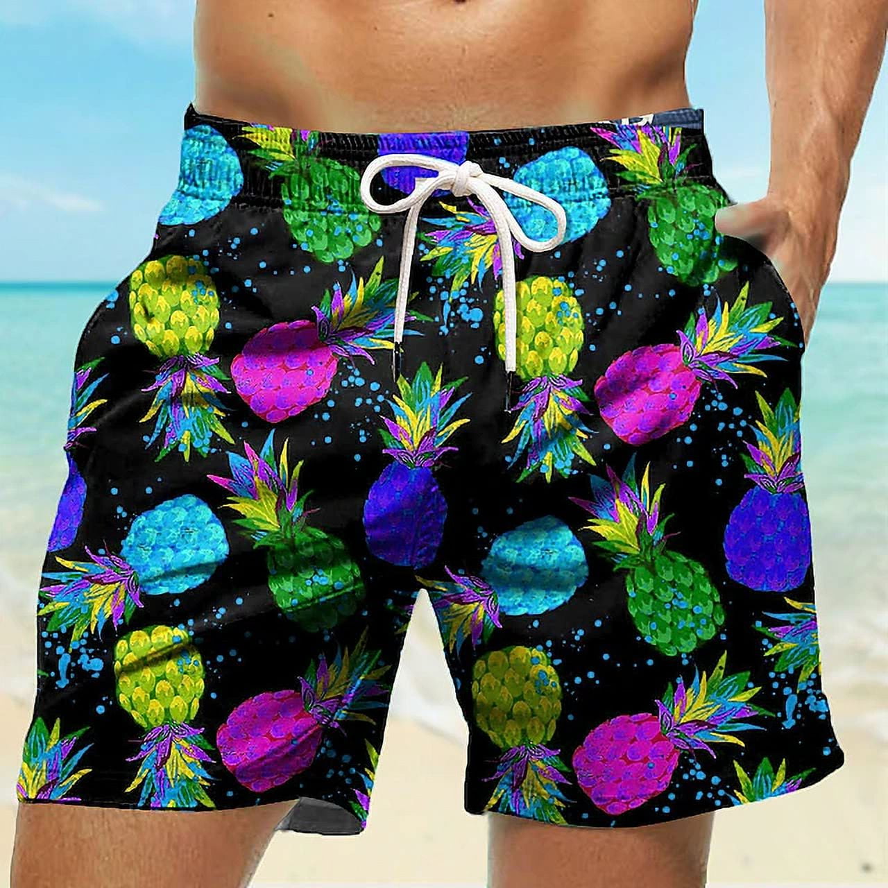 Shorts de Planche pour Hommes Ananas Shorts Imprimes en 3D Maillots de Bain Cordon Ete Nouveau Sechage Rapide Short de Vacances Plage Hawaien Aoxiang Walmart