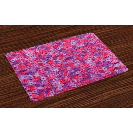 Flower Placemats Set of 4 Flowers Pattern Garden Plants Flowering Aromatic Vibrant Colors Artwork, Washable Fabric Place Mats for Dining Room Kitchen Table Decor,Red Purple Lavender, by (Best Place To Plant Lavender)
