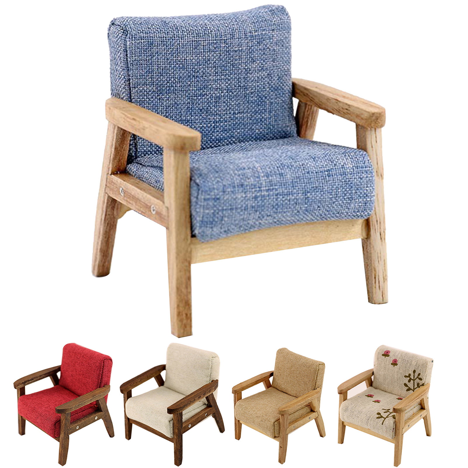 6th Dolls House Miniature Furniture Wood Chair Garden Lawn Lounge Armchair 