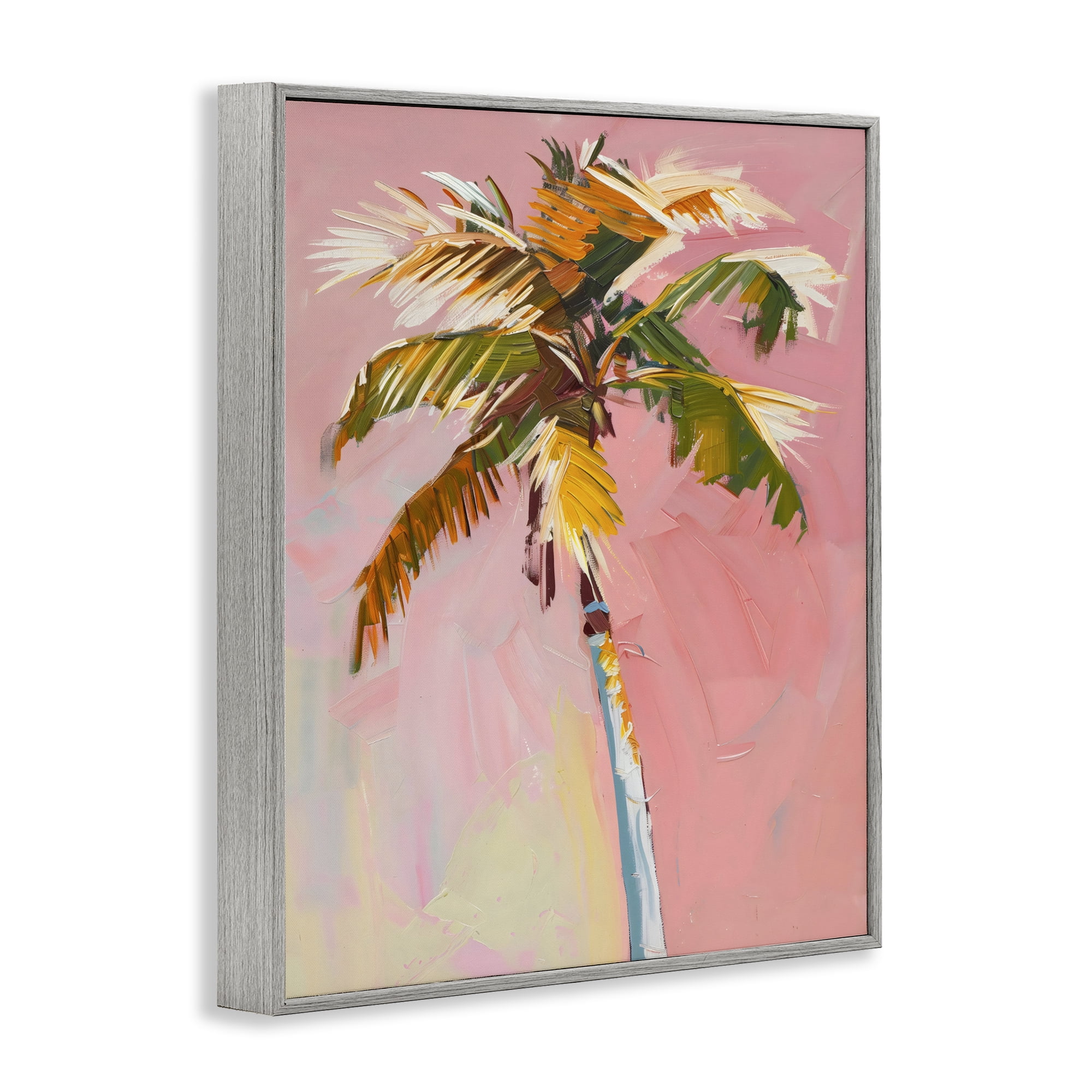 Stupell Industries Pink Palm Summer Oasis Gray Framed Giclee Art, design by The Prints Vibe