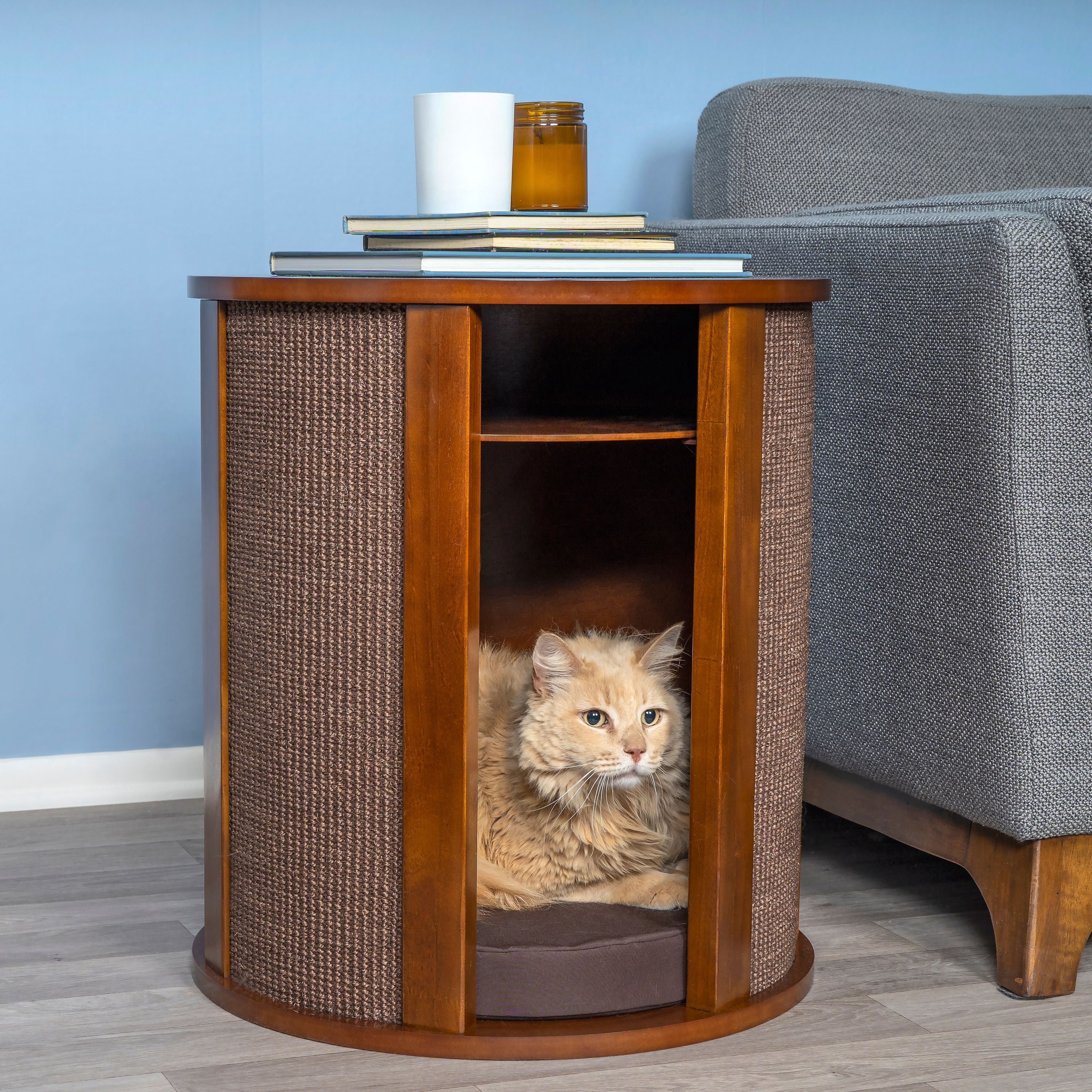 The Refined Feline, Purrrrfect End Table, Mahogany