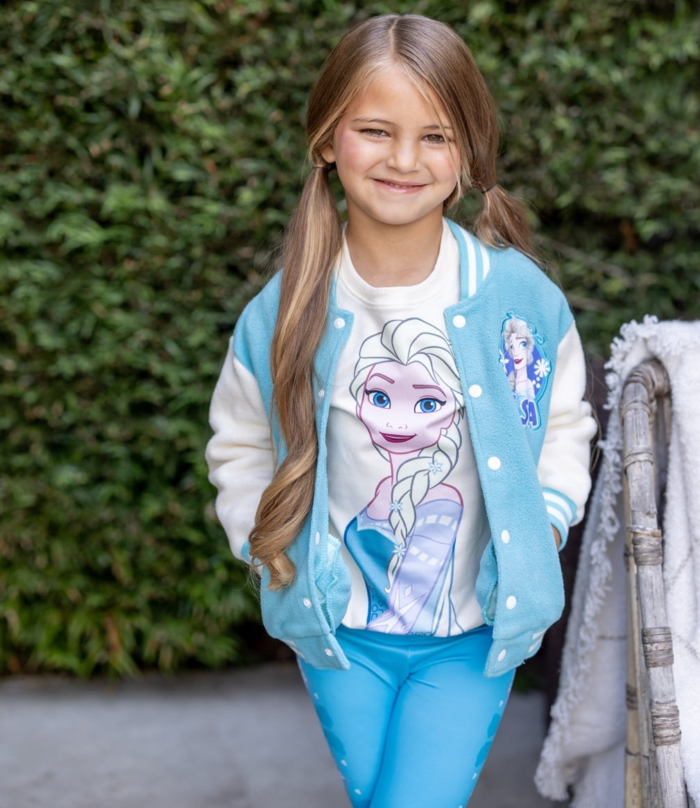 Disney Frozen Toddler Girls 2pcs Elsa Anna Floral Flutter Sleeve Sweatshirt with Leggings 2 Pieces Outfit Sets Sizes 2-6