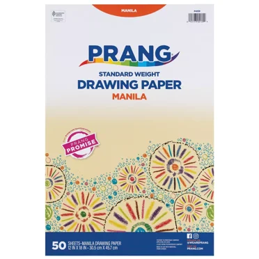 12"x18" Manila Drawing Paper 50 Sheets : Uncoated Cream Construction Paper, 70 lb, Art & Design, 12x18 Inches