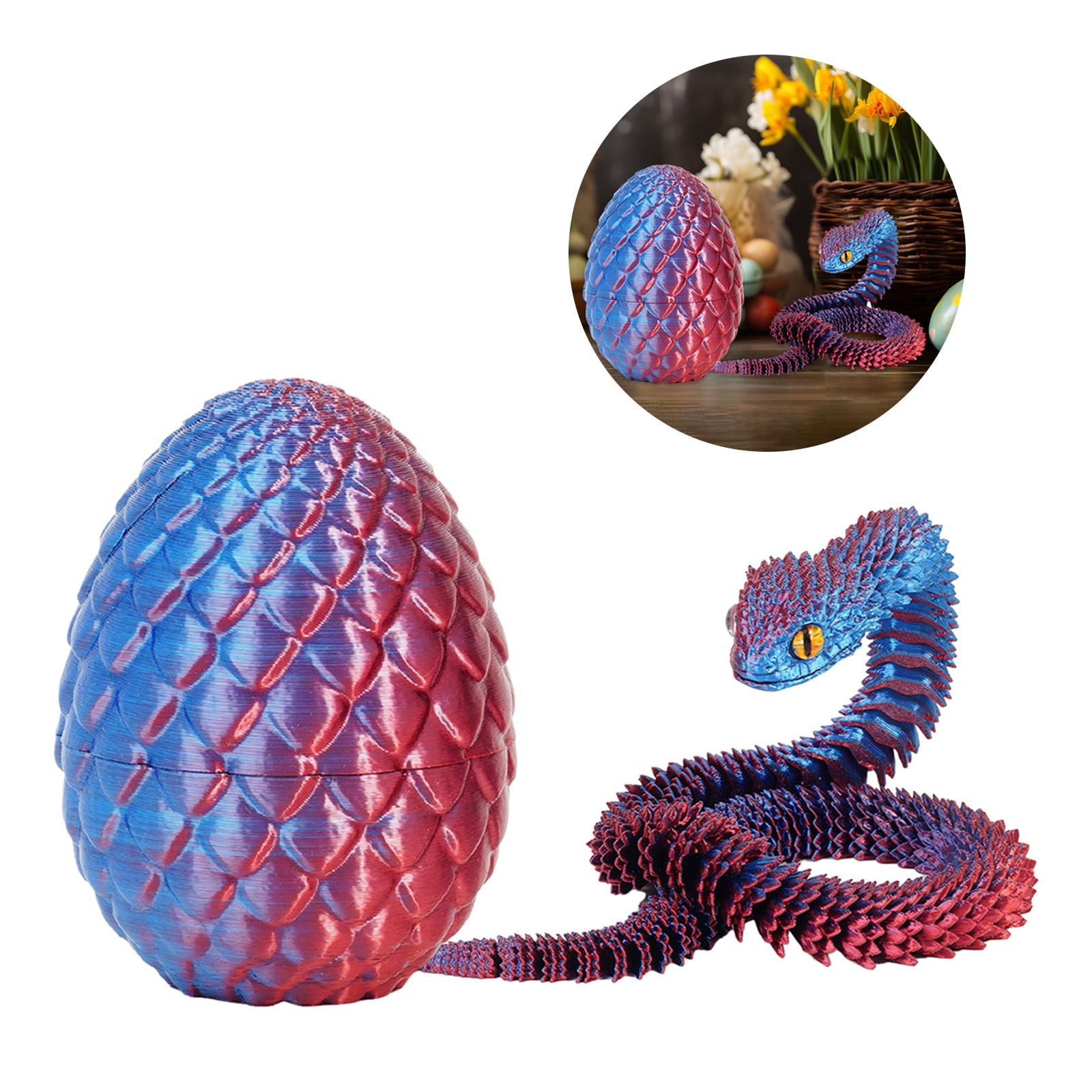 3D Printed Dragon Eggs with 11.8in Dragon Inside,Mystery Egg Set Articulated Fidget Ornament,Home Office Decor Executive Desk Gifts