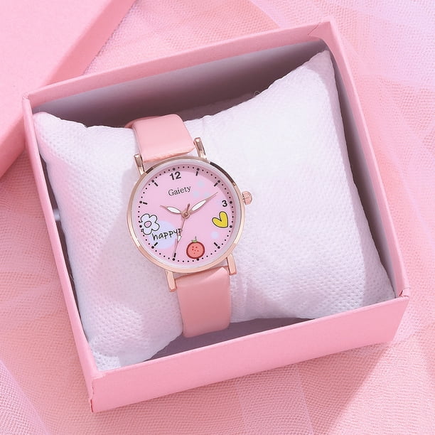 Conjunto de pulsera y reloj con correa de viento para dama, regalo para estudiante