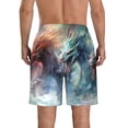 thumbnail image 3 of Yiaed Ink Style Wave Dragon Print Men's Swim Trunks with Lining Quick Dry Sports Shorts Beach Shorts Boardshorts-Small, 3 of 5