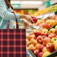 thumbnail image 2 of Retro Plaid Canvas Tote Bag Buffalo Checkered Pattern Vintage Style Geometric Design Rustic Aesthetic Cute Reusable Foldable Shopping Tote, 2 of 6