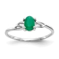 thumbnail image 1 of Solid 10k White Gold Genuine Emerald Green May Gemstone Birthstone Engagement Ring Size 5.5, 1 of 6