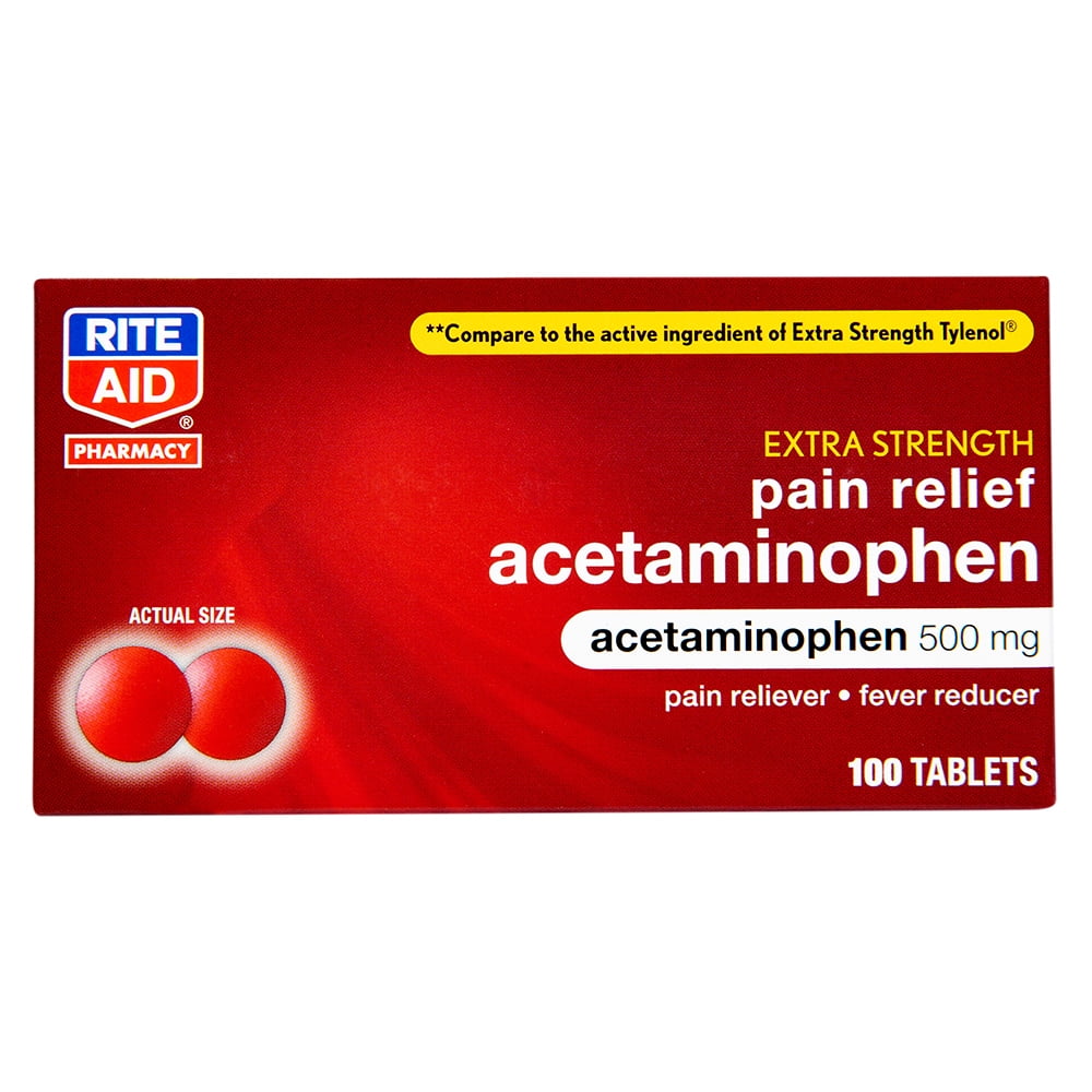 Rite Aid Extra Strength Acetaminophen Easy Tabs Tablets 500 Mg 100 