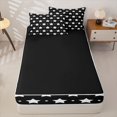 thumbnail image 4 of Manfei Sparkle Stars Printed Zipper Twin Comforter Sets with Fitted Sheet and 2 Pillowcases,Kawaii Polka Dot Zipper Bedding Set,Black White,Black Reversible,4pcs, 4 of 8