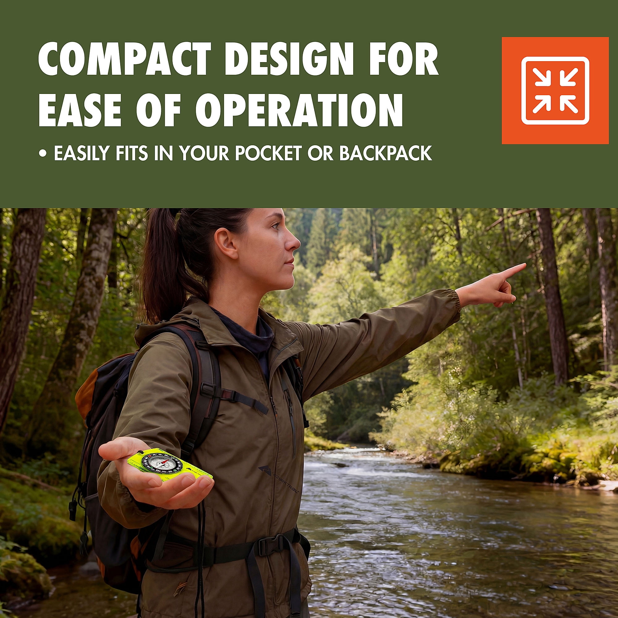 Ozark Trail Orienteering Compass, Lightweight and Reliable Green with Multiple Scale Ruler