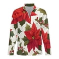 thumbnail image 4 of Red Christmas Flowers Poinsettia Men's Sweater Sports POLO Shirt Zip Pullover Mens Athletic Long Sleeve Sweatshirt Mock Neck for Men, 4 of 7