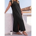 thumbnail image 3 of Cueply Women's Plus Size Maxi Dresses Casual Split Long Sleeveless Dress for Women with Pockets, 3 of 7