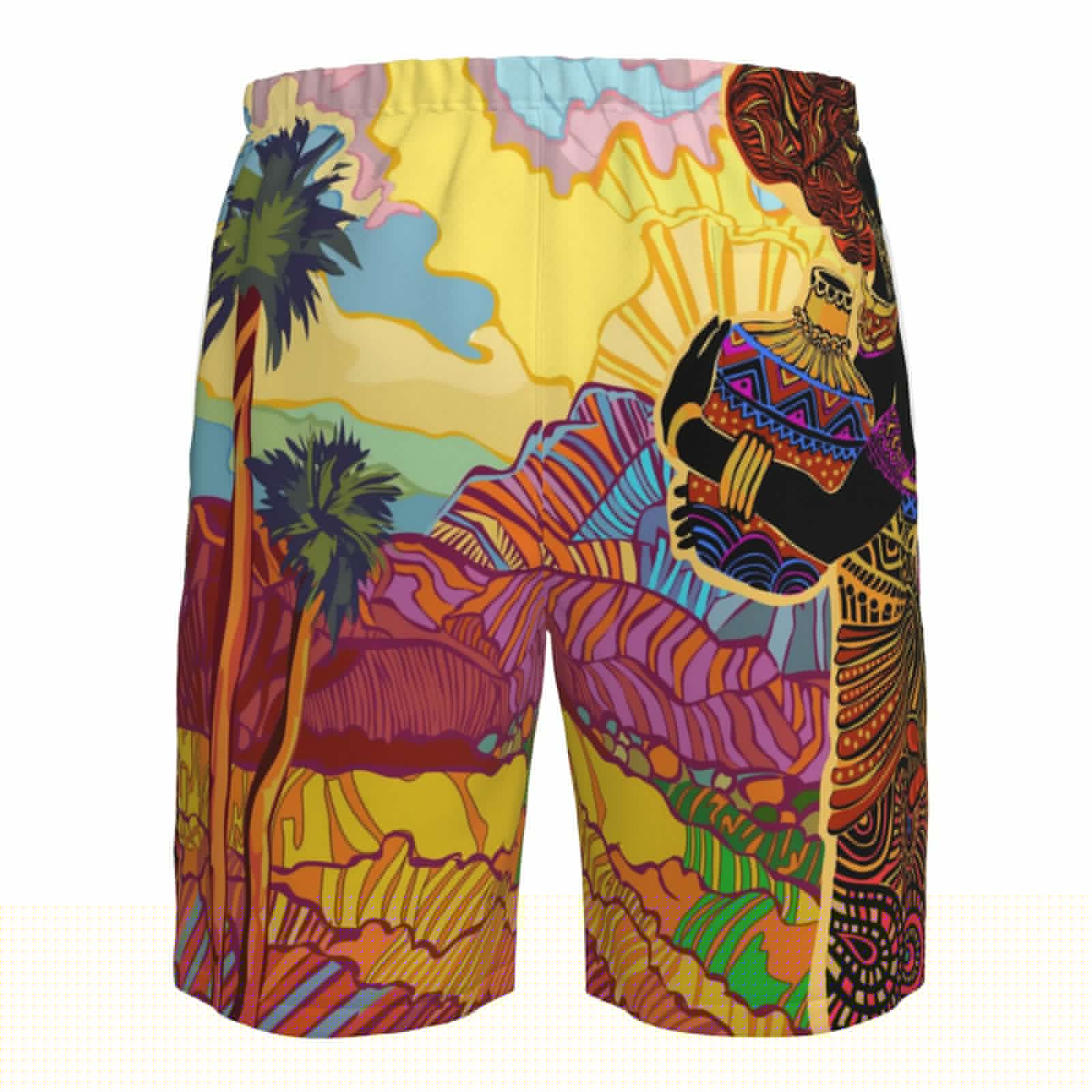 thumbnail image 6 of Naloa Beautiful African Woman Men's Beach Shorts, Surfing shorts, Swim trunks, Quick Dry Swim Trunks for Surfing Beach Fun - Large, 6 of 9