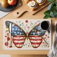 thumbnail image 2 of 4th of July Placemats Set of 8 Independence Day Butterfly Botanical Place Mats Indoor Wipeable Table Mats Washable Cloth Dining Table Placemats for Kitchen Holiday Party Home Decor 13x19 Inch, 2 of 9