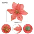 thumbnail image 2 of Uxcell 10Pack Christmas Glittered Artificial Christmas Flowers Picks Ornaments (Rose Red), 2 of 6