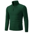 thumbnail image 2 of UVEASISHA Men's Quarter Zip Sweater Slim Fit Long Sleeve Mock Neck Pullover Lightweight Knitted Polo Sweaters Fall Casual Stylish Tops Lightning Sales of The Day Green XL, 2 of 4