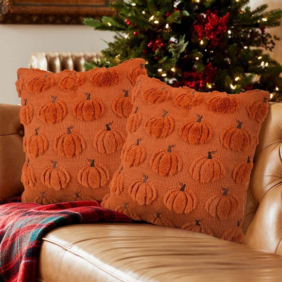 Funda de Almohada con Diseño de Fantasma y Calabaza | Funda de Almohada Decorativa de Halloween | Costuras Reforzadas | Estampado Resistente a La Decoloración | Poliéster Transpirable | Tela Lavable