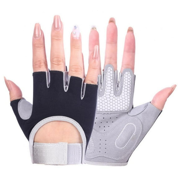 Women's Fitness Gloves Half Finger Outdoor Sports Cycling Gloves Men's Mountaineering Yoga Driving Shock Absorbing Dew Finger Gloves Black S
