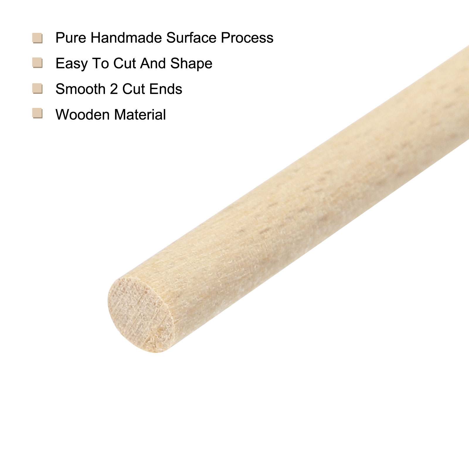 Uxcell 100pcs Round Wood Sticks 1/4"x8" Dowel Rod Unfinished Hardwood Stick Craft Twigs Log Stick for DIY Crafts