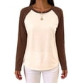 thumbnail image 2 of Gynyvoja Long Sleeve Shirts for Women Color Block Raglan Tops Casual Crewneck Basic Tees Fall Fashion Color XXL, 2 of 6