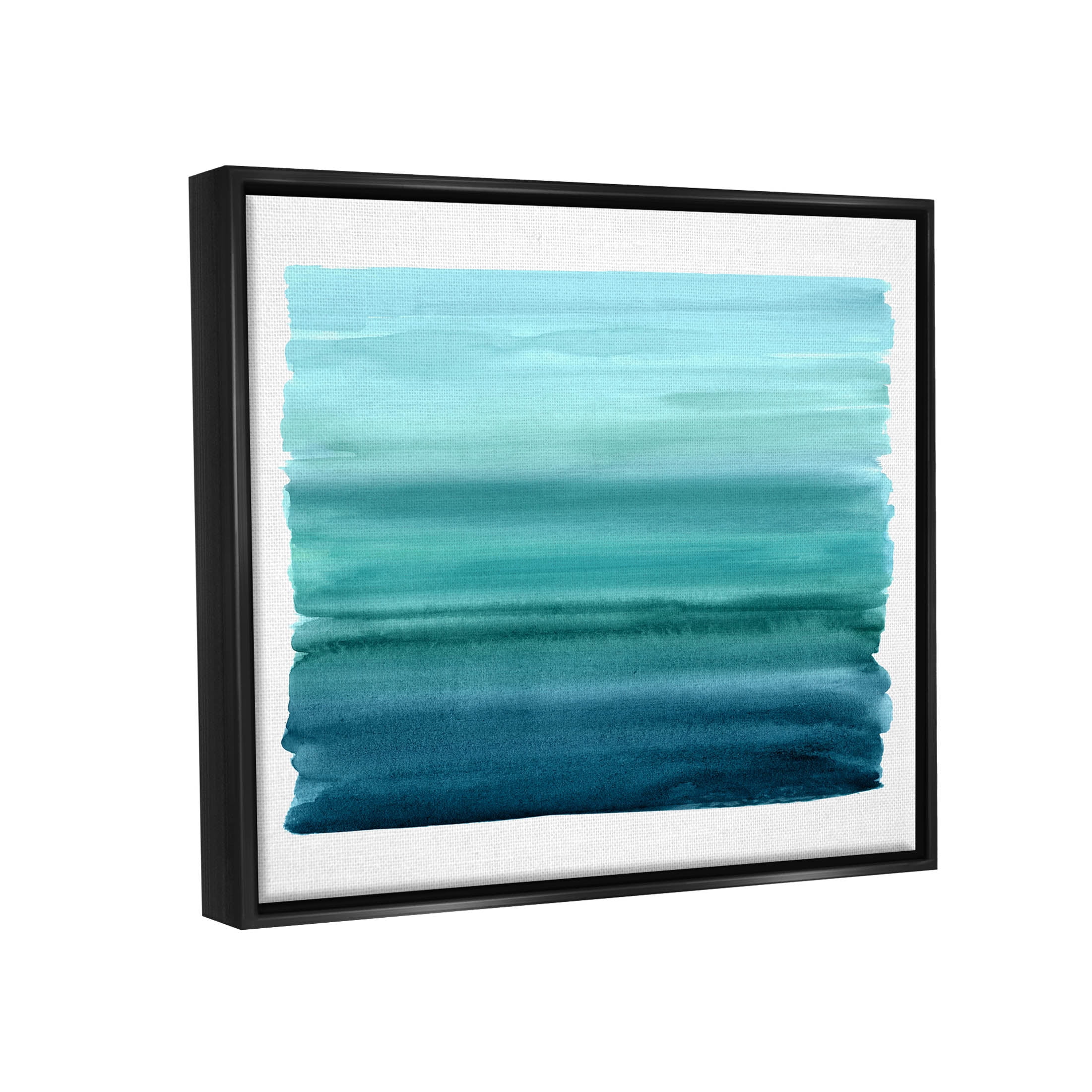 Stupell Industries Turquoise Gradient Shape Painting Graphic Art Jet Black Floating Framed Canvas Print Wall Art, Design by Allie Corbin