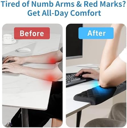 Quivanta L-Shaped Desk Elbow Pad for Desk, Memory Foam Elbow Support Padding with Non-Slip, 2-Piece Ergonomic Desk Edge Cushion, Wrist Comfort Support for Office Home (Diamond Black)