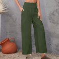 thumbnail image 2 of Wyobmus Womens Wide Leg Linen Pants Summer Beach Palazzo Lounge Trousers Casual Fashion Comfy Vacation Clothes for Women B-Green, 2 of 7