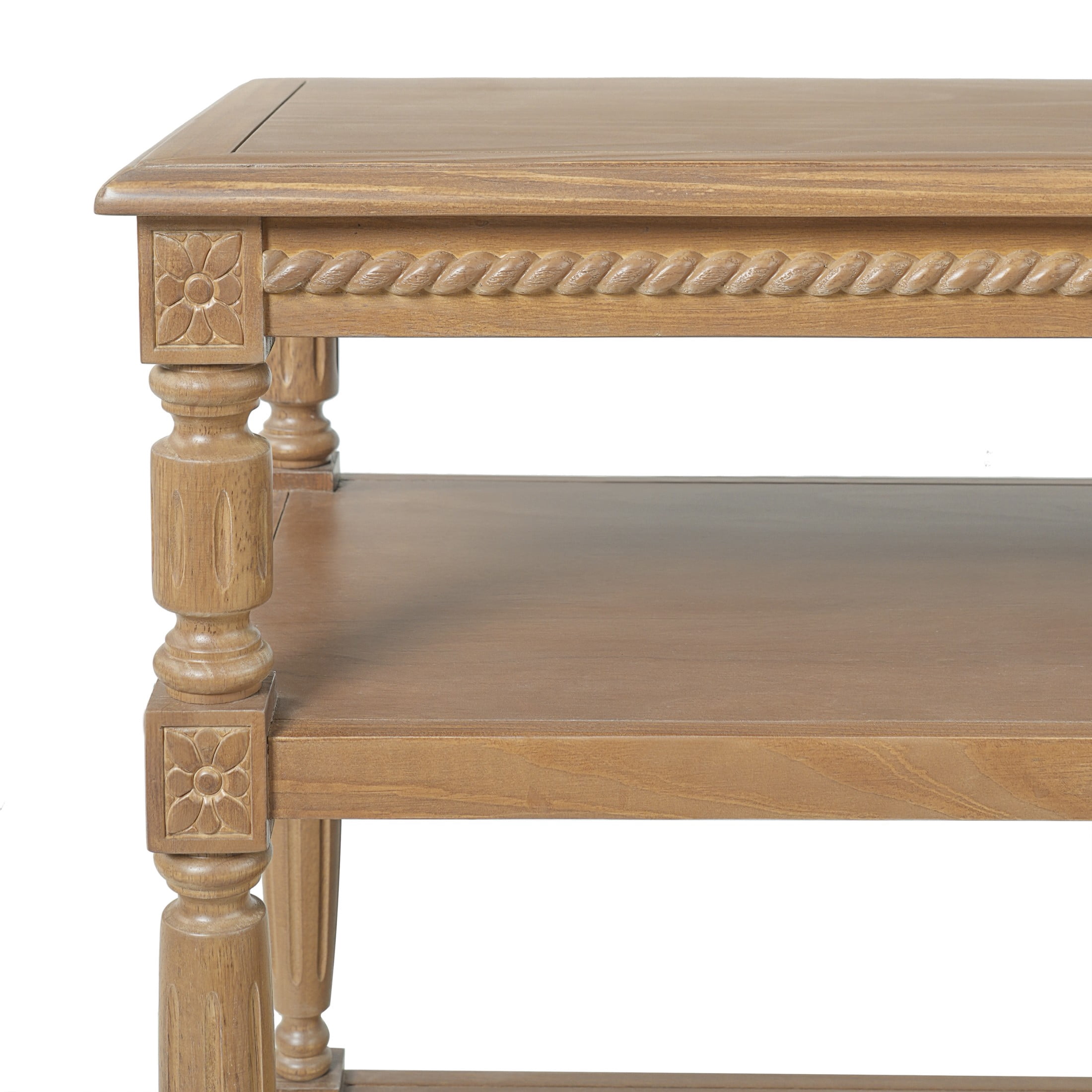 Christopher Knight Home Vintage 3-Tier Wood Console Table, 59" Farmhouse Open Storage Sofa Table, Natural