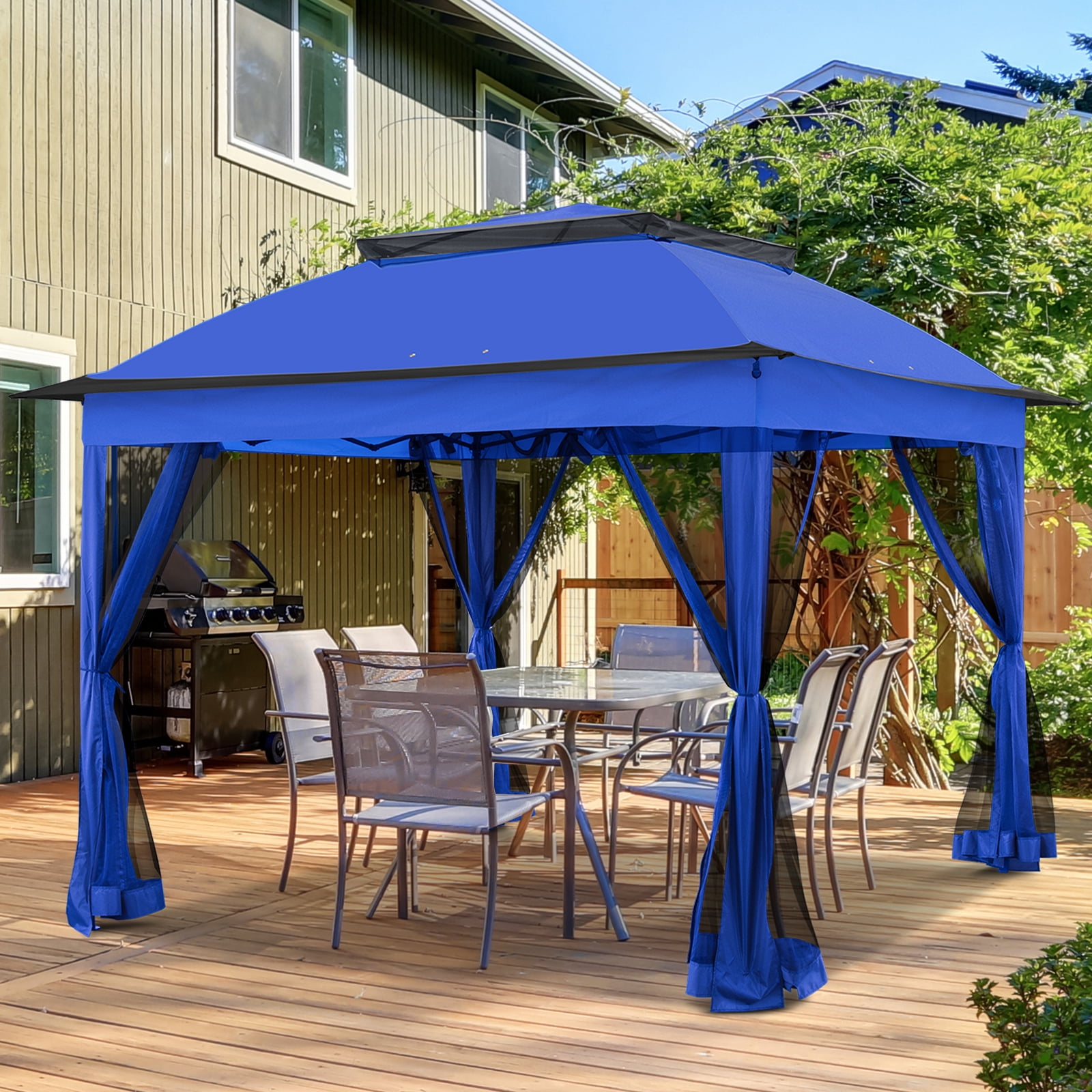 EAGLE PEAK Gazebo 11 x 11 Straight Leg Pop-Up Canopy(Blue)