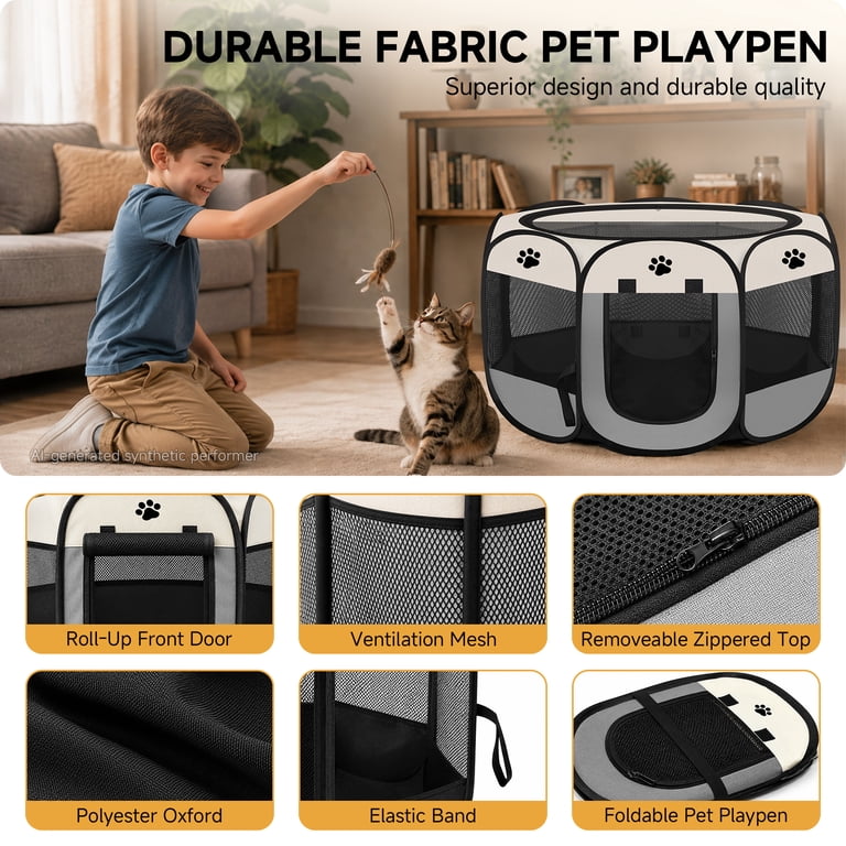Dinosam Pop-Up Pet Playpen, 29" Portable Enclosure photo 5