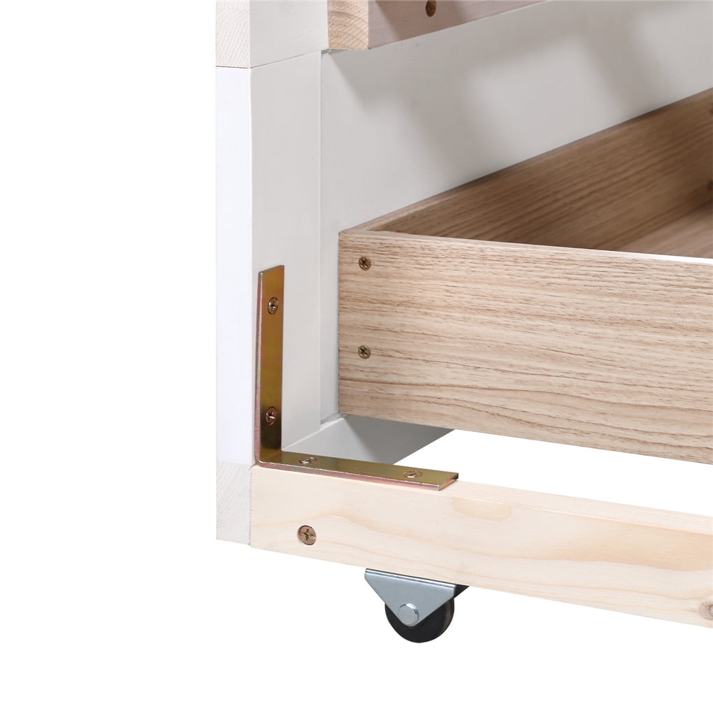 Irene Inevent Wooden Daybed with Trundle Bed and 2 Storage Drawers Extendable Sofa Support Platform for Bedroom Living Room