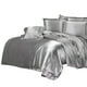 thumbnail image 1 of Juego de funda nórdica de cama la de cama de seda liso - Funda de almohada, sábana plana, funda de edredón, 4 tamaños y 7 colores d Gris Baoblaze Conjunto de tapa de edredón, 1 of 8