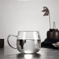 thumbnail image 3 of Taza de café de vidrio transparente con asa, 380 ml (13.5 oz) vidrio de borosilicato, ideal for agua, leche, café o jugo., 3 of 7