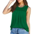 thumbnail image 4 of Womens Tank Tops Summer Pleated Crew Neck Sleeveless Tops For Women Ruched Loose 2xl Tops Women Shirt Women Sleeveless Pajamas Women Dressy Cardigan Women Beach Women Top Shirts Women Loose Workout, 4 of 6