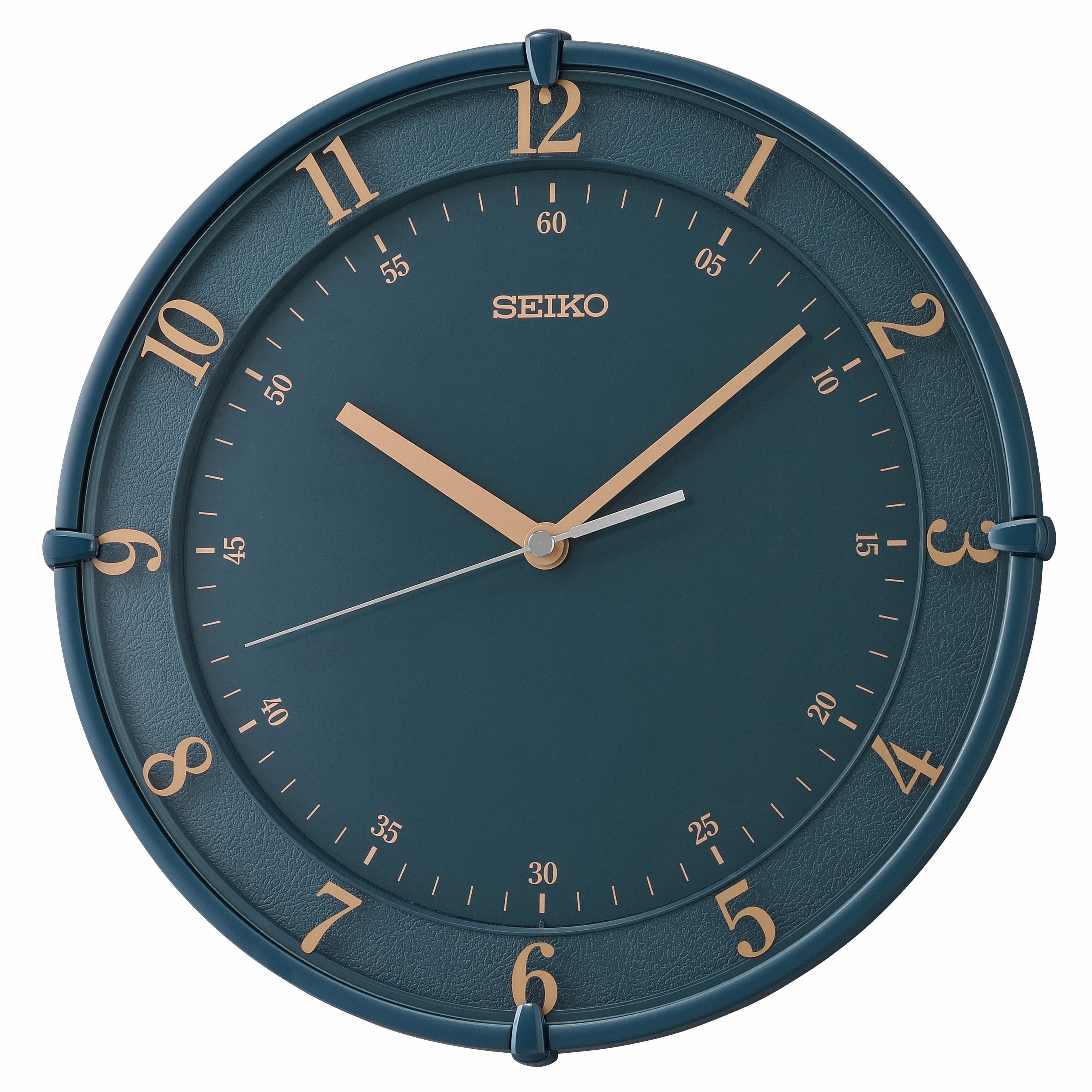 Seiko 12 inch "Dakusa" Round Glass Wall Clock Navy Blue Analog Quartz