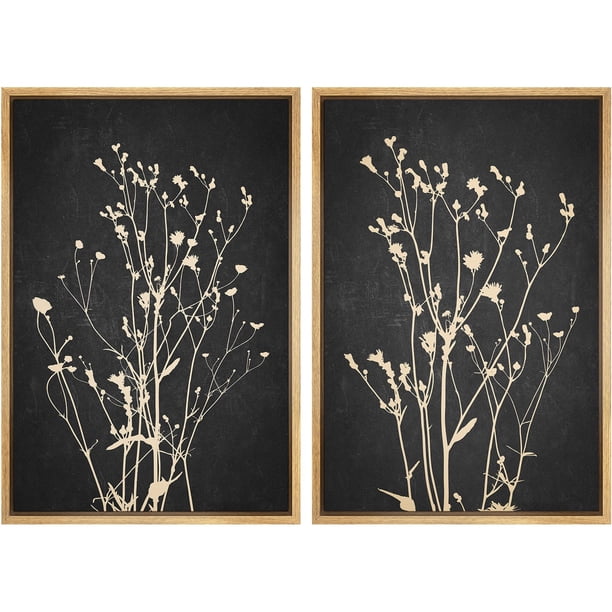Set de arte mural con estampado sobre lienzo SIGNWIN Wildflower Silhouette